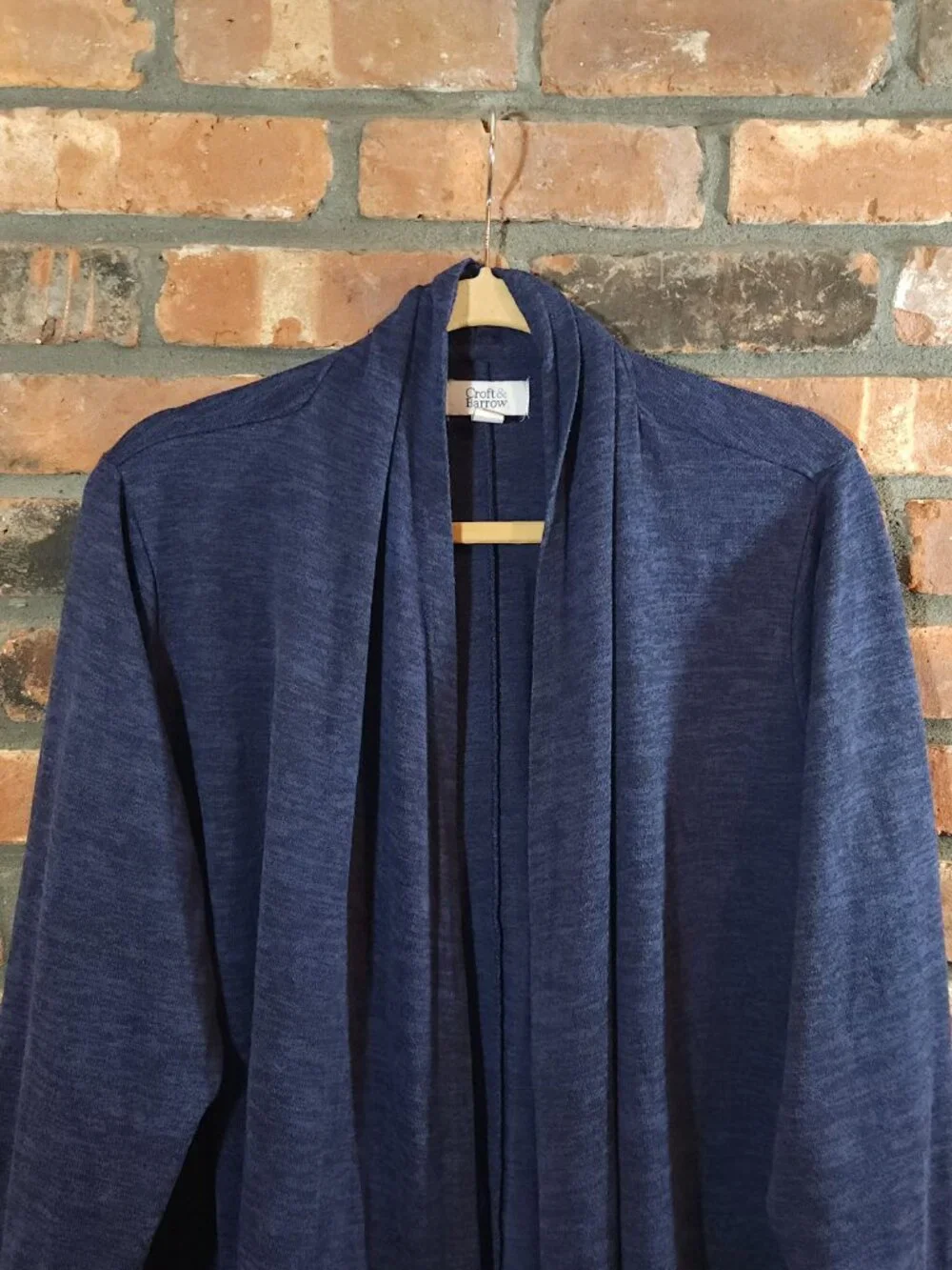 Croft & Barrow Long Sleeve Open-front Marled Knit Blue Cardigan Women's 1X